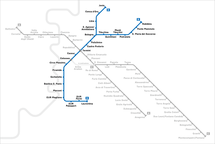 Mappa Linea B metro Atac Roma