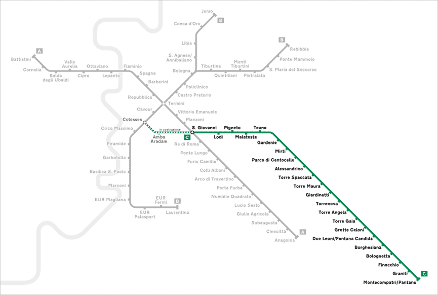 Mappa Linea C metro Atac Roma